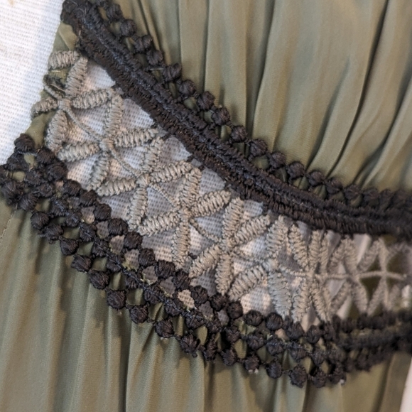 Ramy Brook Isra Mini Dress Sleeveless Deep V Neck Crochet Detail Clover XL NWT - Picture 5 of 16